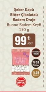 Şeker Kaplı Bitter Çikolatalı Badem Draje Buono Badem Keyfi 150 G