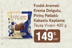 Tayaş Vivani Fındık Aromalı Krema Dolgulu, Pirinç Patlaklı Kakaolu Kaplama 400 G