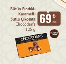 Chocodan'S Bütün Fındıklı Karamelli Sütlü Çikolata 125 G