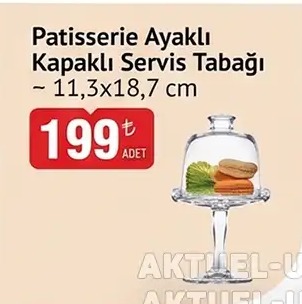 Patisserie Ayaklı Kapaklı Servis Tabağı - 11,3X18,7 Cm