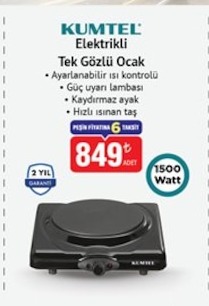 Kumtel Elektrikli Tek Gözlü Ocak
