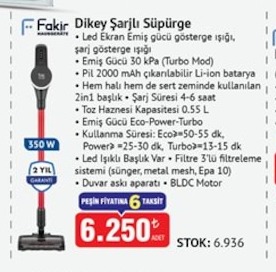 Fakir Dikey Şarjlı Süpürge 350 W