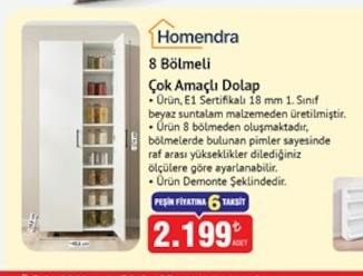 Homendra 8 Bölmeli Çok Amaçlı Dolap