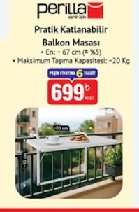 Perilla Pratik Katlanabilir Balkon Masası
