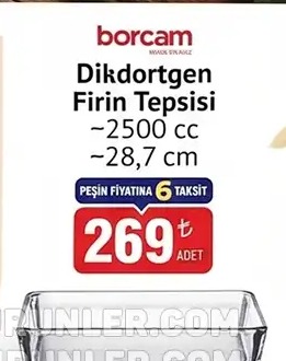 Borcam Dikdörtgen Fırın Tepsisi 2500 Cc