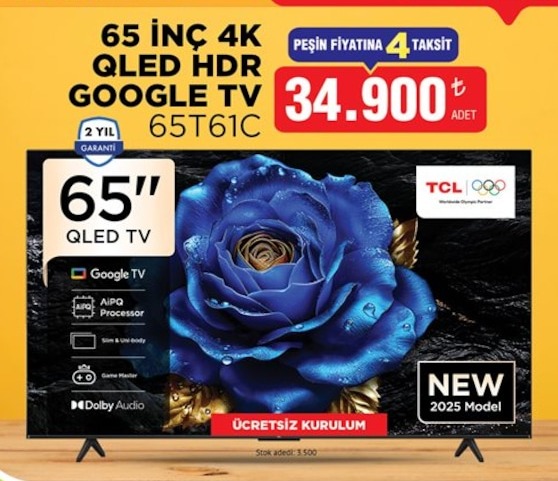 65 İnç 4K Qled Hdr Google Tv 65T61C