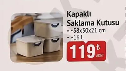 Kapaklı Saklama Kutusu ~58X30X21 Cm ~16 L