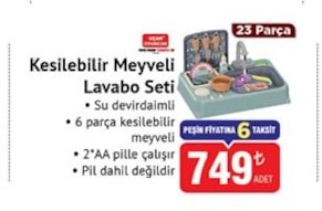 Kesilebilir Meyveli Lavabo Seti 23 Parça