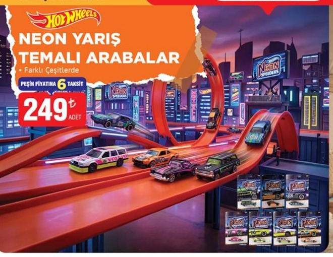 Neon Yarış Temalı Arabalar Farklı Çeşitlerde