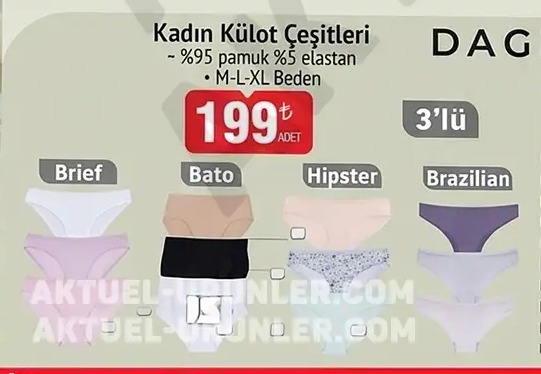 Kadın Külot Çeşitleri 3'Lü