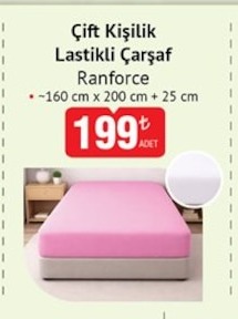 Çift Kişilik Ranforce Lastikli Çarşaf 160X200+25 Cm