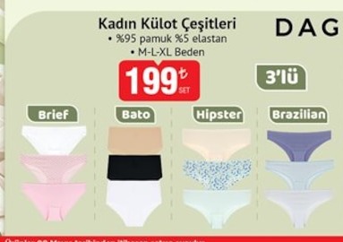 Kadın Külot Çeşitleri 3'Lü Paket
