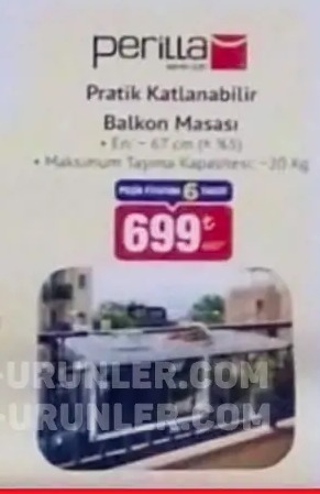 Perilla Pratik Katlanabilir Balkon Masası