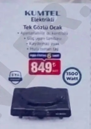Kumtel Elektrikli Tek Gözlü Ocak