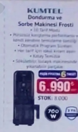 Kumtel Dondurma Ve Sorbe Makinesi Frosti