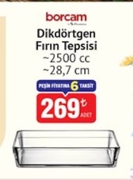 Borcam Dikdörtgen Fırın Tepsisi 2500Cc