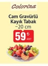 Colorina Cam Gravürlü Kaşık Tabak ~20 Cm