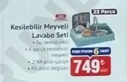 Kesilebilir Meyveli Lavabo Seti 23 Parça