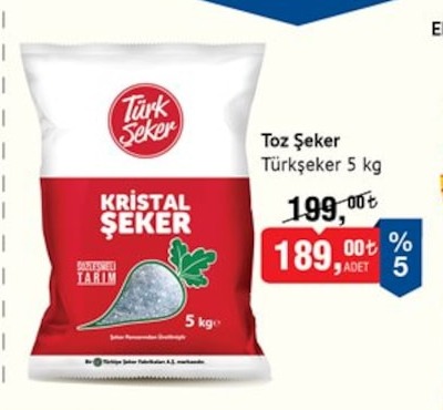 Toz Şeker Türkşeker Kristal Şeker 5Kg