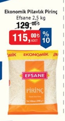 Efsane Ekonomik Pilavlık Pirinç 2.5Kg