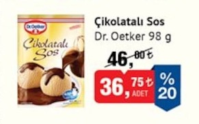 Dr. Oetker Çikolatalı Sos 98 G