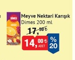 Dimes Meyve Nektarı Karışık 200 Ml