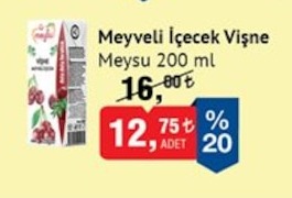 Meyseu Meyveli İçecek Vişne 200 Ml