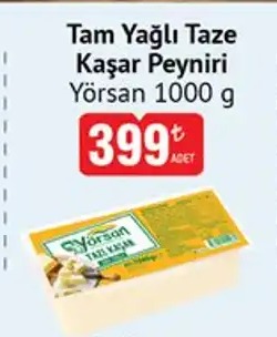 Yörsan Tam Yağlı Taze Kaşar Peyniri 1000G