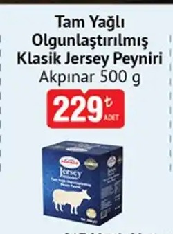 Akpınar Tam Yağlı Olgunlaştırılmış Klasik Jersey Peyniri 500G