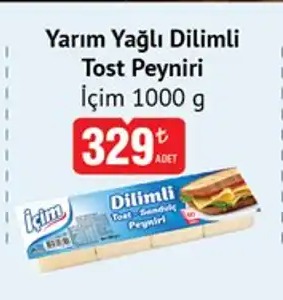 İçim Yarım Yağlı Dilimli Tost Peyniri 1000G