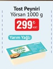 Yörsan Tost Peyniri Yarim Yağli 1000 G