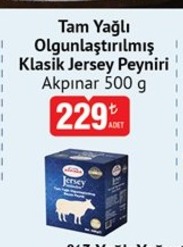 Akpınar Tam Yağlı Olgunlaştırılmış Klasik Jersey Peyniri 500 G