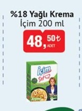 %18 Yağlı Krema İçim 200 Ml