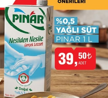 Pinar %0.5 Yağli Süt 1 L