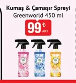 Kumaş & Çamaşır Spreyi Greenworld 450Ml