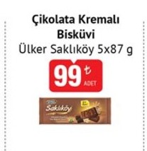 Ülker Saklıköy Çikolata Kremalı Bisküvi 5X87 G