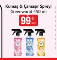 Kumaş & Çamaşır Spreyi Greenworld 450Ml