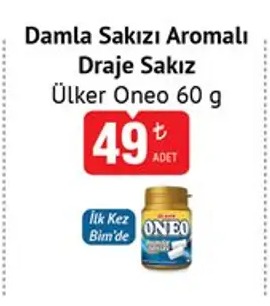 Damla Sakızı Aromalı Draje Sakız Ülker Oneo 60G