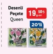 Desenli Peçete Queen 20'Li
