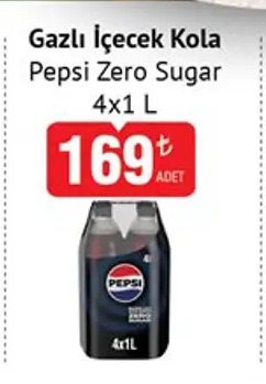 Gazlı İçecek Kola Pepsi Zero Sugar 4X1 L