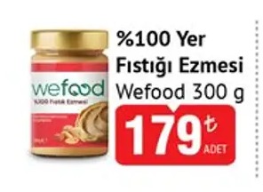 %100 Yer Fıstığı Ezmesi Wefood 300 G
