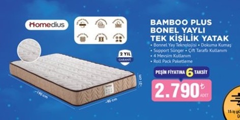 Homedius Bamboo Plus Bonel Yayli Tek Kisilik Yatak