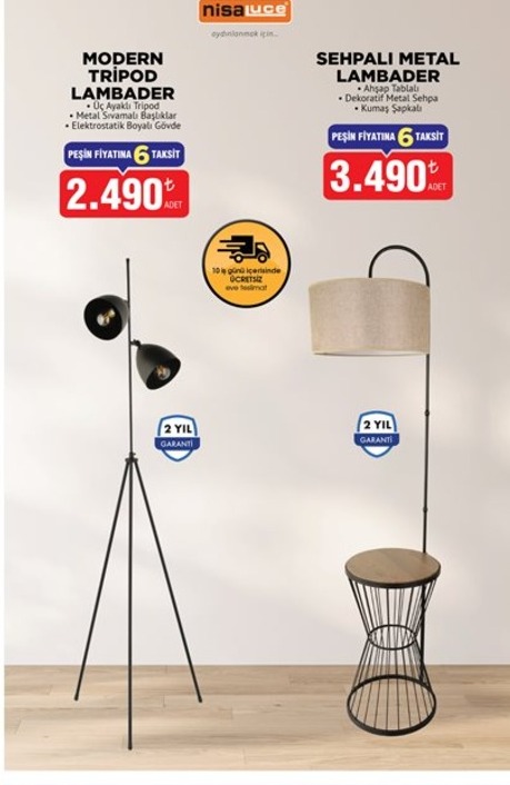 Nisa Luce Modern Tripod Lambader