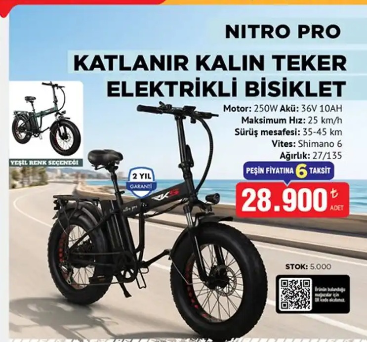 Nitro Pro Katlanır Kalın Teker Elektrikli Bisiklet
