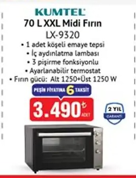 Kumtel 70 L Xxl Midi Fırın