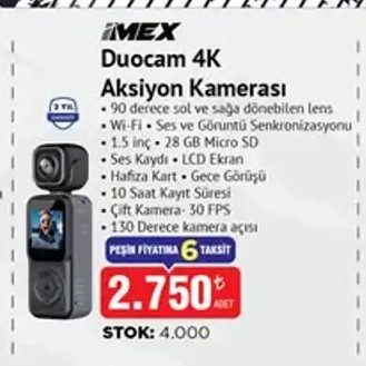 Duocam 4K Aksiyon Kamerası