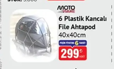 Moto Ware 6 Plastik Kancalı File Ahtapod 40X40Cm