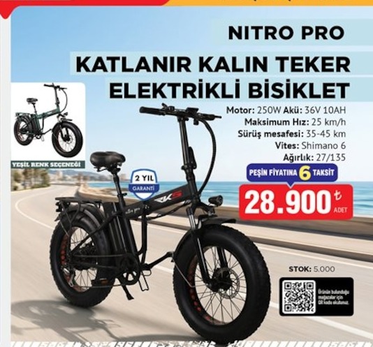 Nitro Pro Katlanır Kalın Teker Elektrikli Bisiklet