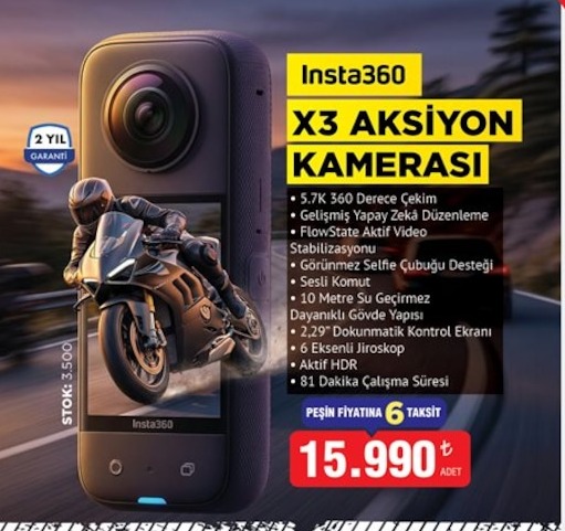 Insta360 X3 Aksiyon Kamerası 1 Adet