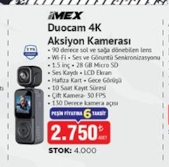 Imex Duocam 4K Aksiyon Kamerası